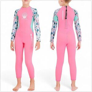 Dive & Sail X-Manta Girl's Pink Floral Sleeve Wetsuit Surf Beach Vacation NWT M